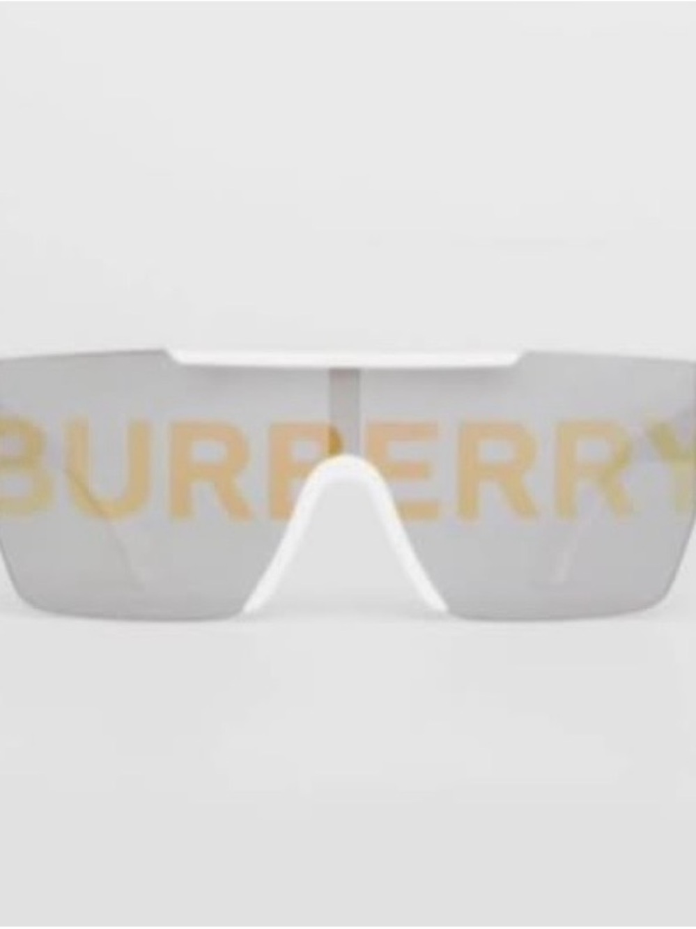 Burberry White Shield Visor Sunglasses with Mirrored Lens